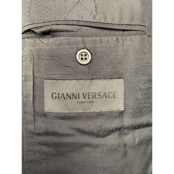 41L Gianni Versace Couture Black Striped Blazer Suit Jacket - Picture 11 of 13